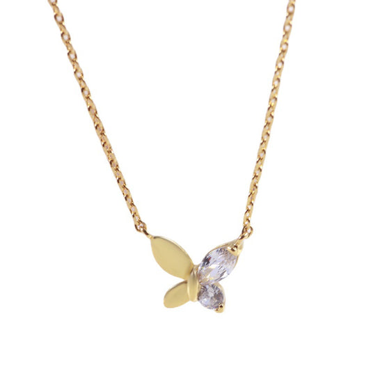 Lovely Butterfly Necklace In Zircon Metal Contrast Color