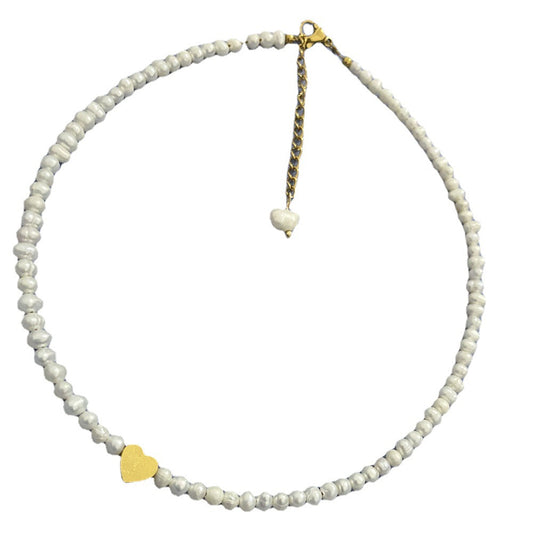Colorfast Love Natural Small Grain Pearl Necklace