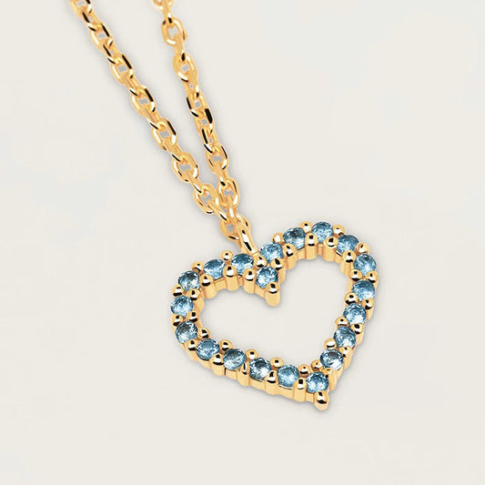 Full Diamond Hollow Heart Pendant Necklace