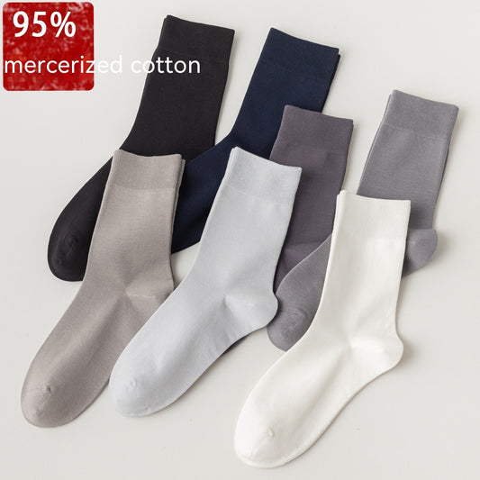 Spring And Autumn Pure Color Combed Cotton Antibacterial Stink Prevent Socks